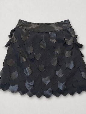 Black Petal-Detail Mini Skirt